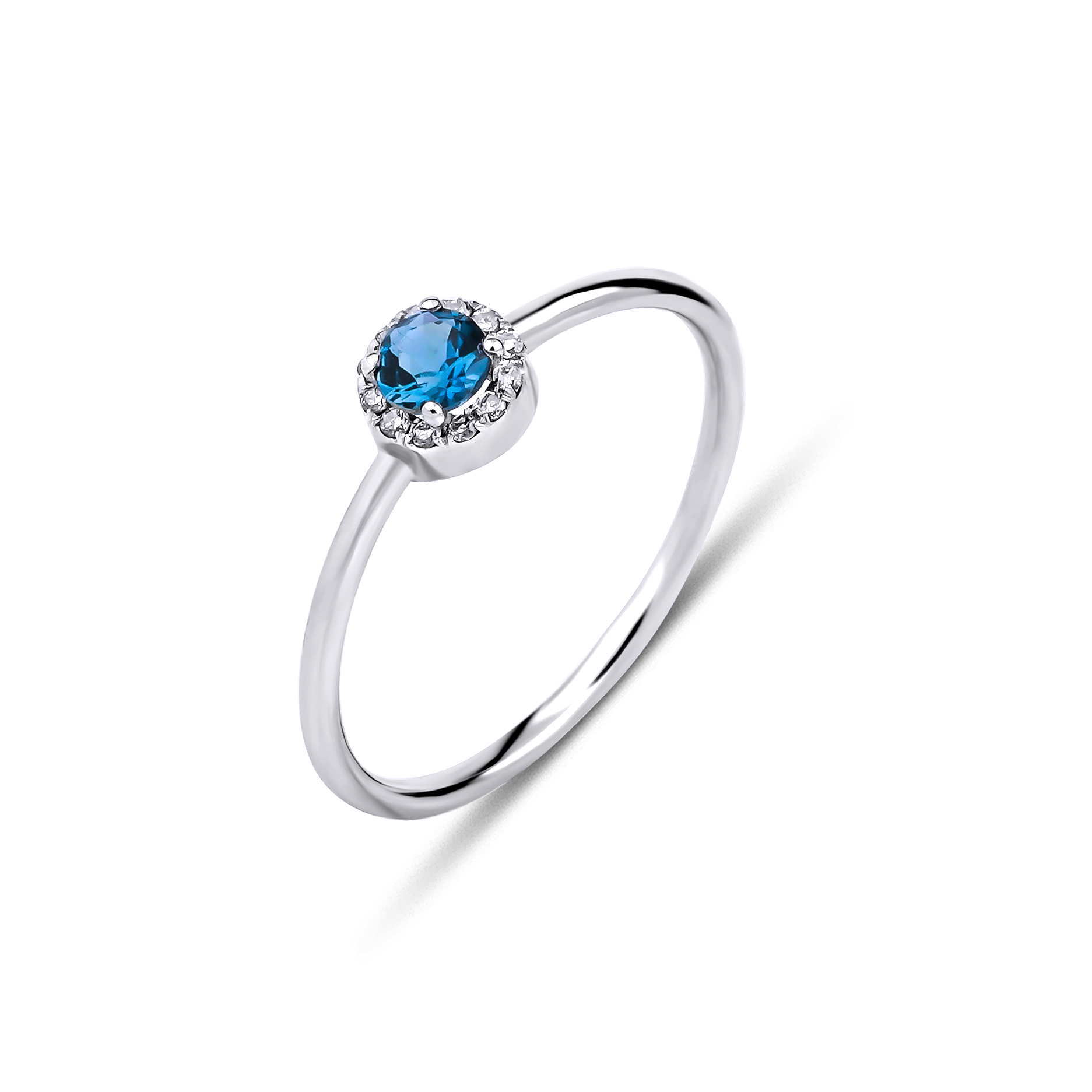 Pırlantalı London Blue Topaz Yüzük