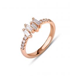 0.38 Karat Quatro Baget Pırlanta Rose Gold Tasarım Yüzük