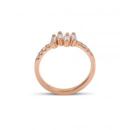 0.38 Karat Quatro Baget Pırlanta Rose Gold Tasarım Yüzük