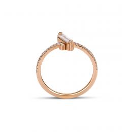 0.45 Karat Modern Tasarım Baget Pırlanta Rose Gold Yüzük