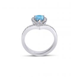 1.24 Karat Pırlantalı Aquamarine Heylo Tasarım Yüzük