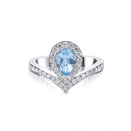 1.24 Karat Pırlantalı Aquamarine Heylo Tasarım Yüzük